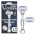 thumbnail image 1 of Venus Deluxe Smooth Platinum Women's Razor Handle + 2 Blade Refills, 1 of 8