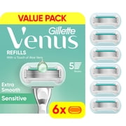 Venus Deluxe Smooth Sensitive Womens Razor Blade Refills, 6 Count