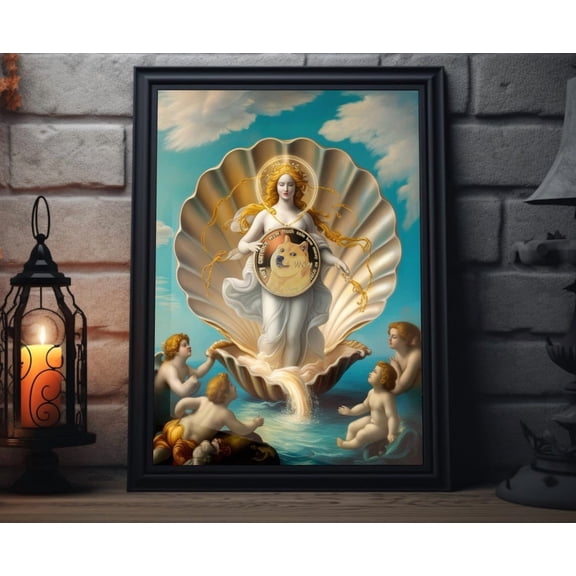 Venus Dogecoin Crypto Poster Renaissance Inspired Wall Art For Cryptocurrency Fans Wall Decor