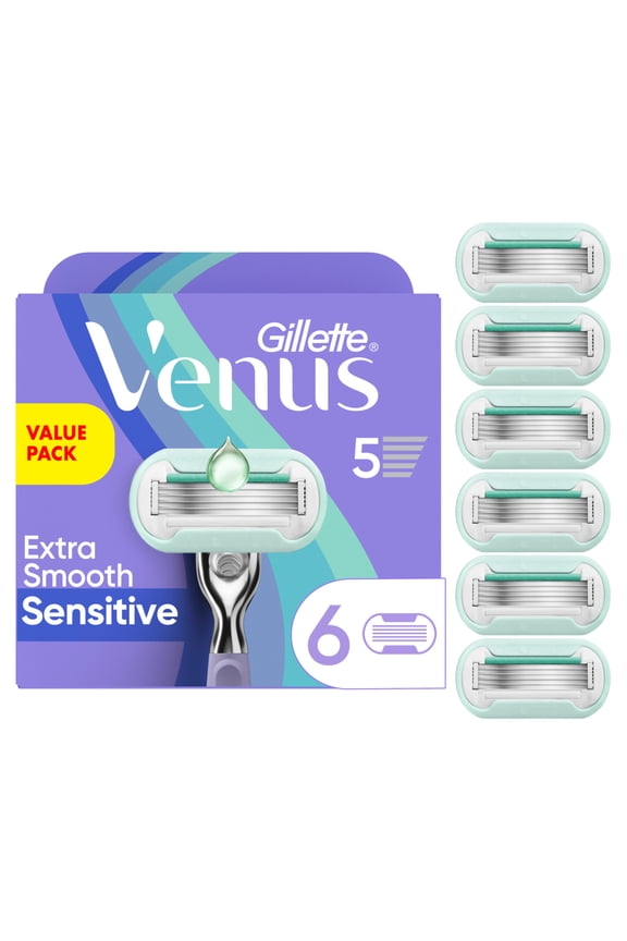 Summer Surf Extra Smooth Sensitive Women's Razor Blade Refills, 6 Count Value Pack