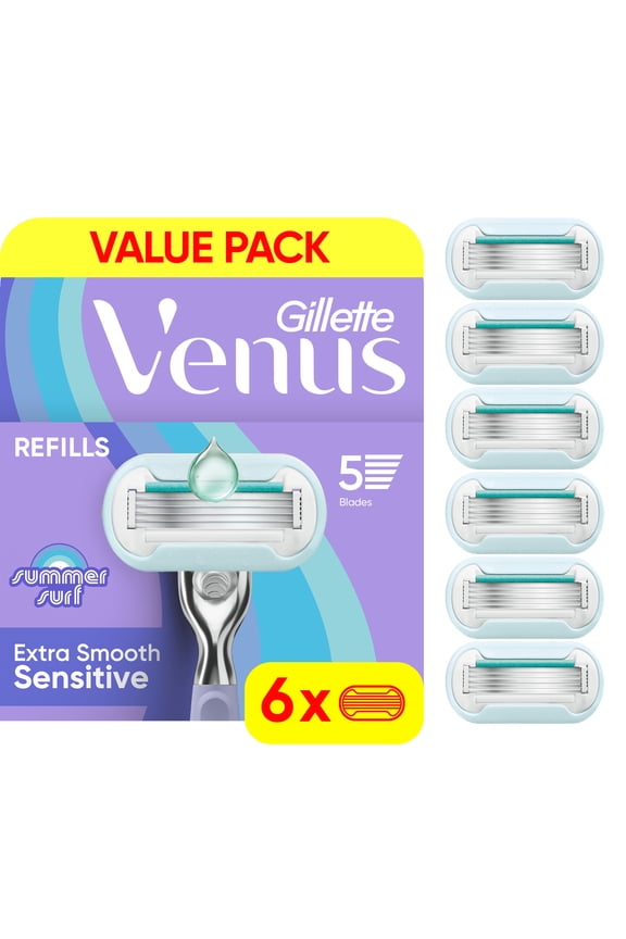 Summer Surf Extra Smooth Sensitive Blade Refills, 6 Count