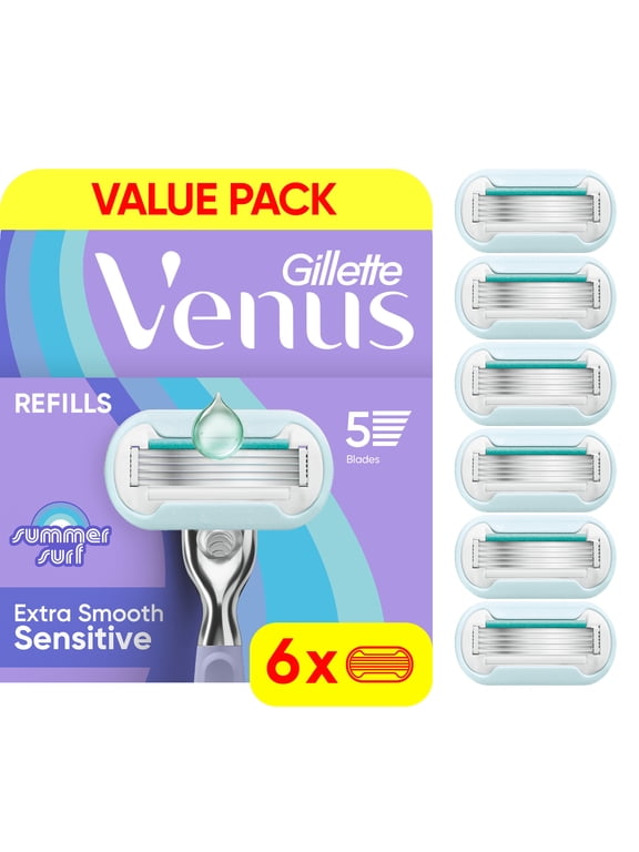 Summer Surf Extra Smooth Sensitive Blade Refills, 6 Count