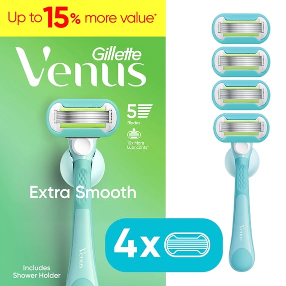 Venus Extra Smooth Green Women's Razor Handle + 4 Refills