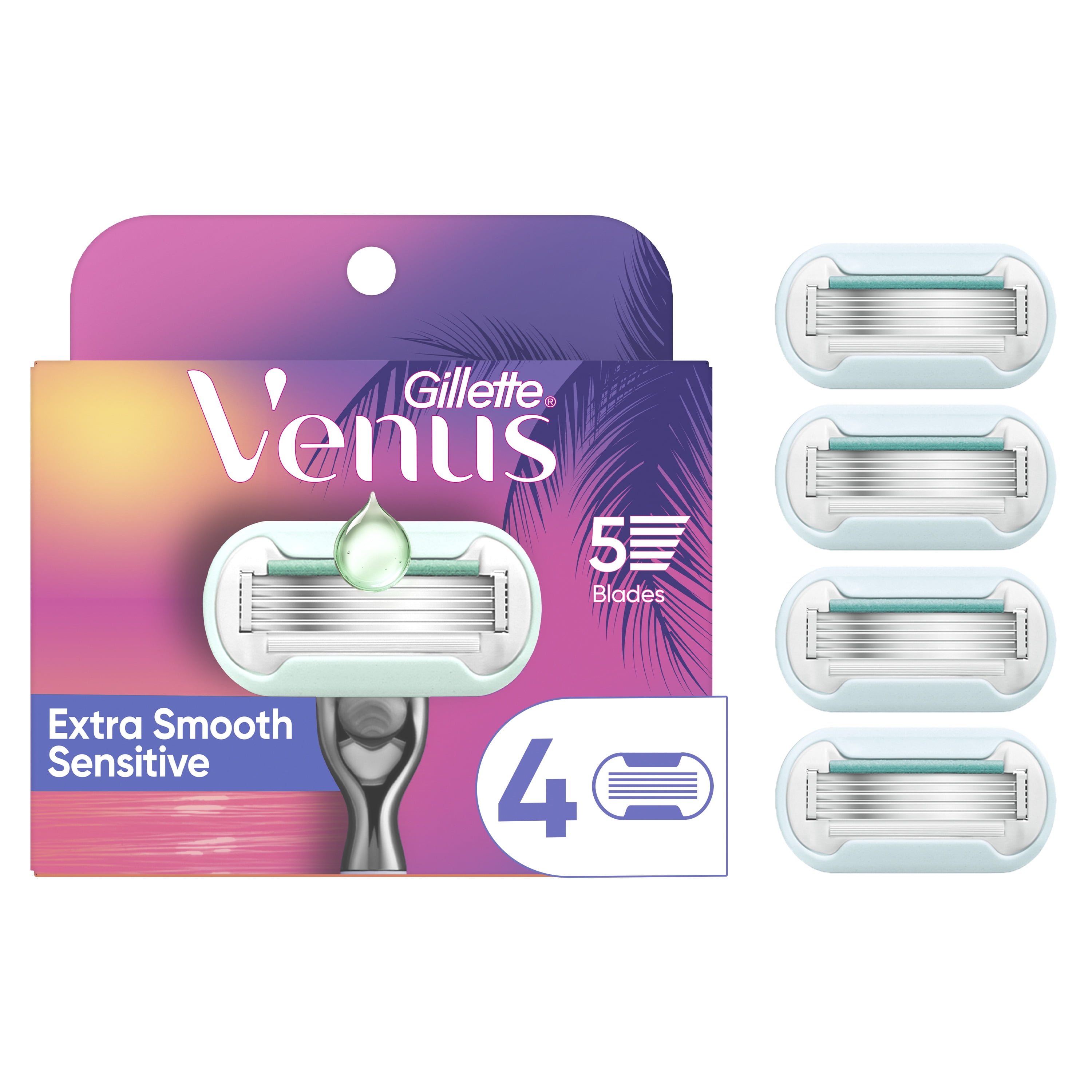 Venus Miami Midnight Extra Smooth Sensitive Women's Razor Blade Refills, 4 count
