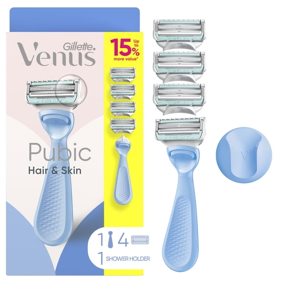 Gillette Venus for Pubic Hair & Skin, Bikini Razor for Women, Razor Handle plus 4 Refills