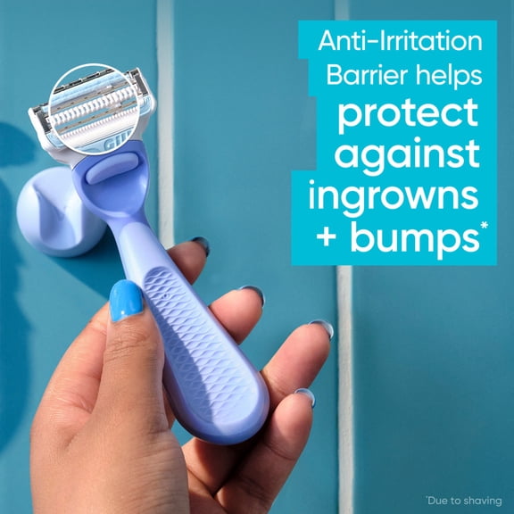 Venus for Pubic Hair & Skin, Razor for Women, Manual Razor, Handle + 2 Razor Blade Refills + Shower Hook, Purple