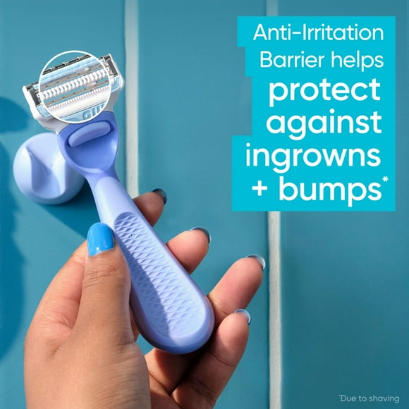 Venus for Pubic Hair & Skin, Razor for Women, Manual Razor, Handle + 2 Razor Blade Refills + Shower Hook, Purple