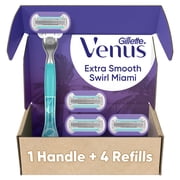 Venus Miami Extra Smooth Swirl Women's Razor, 1 Reusable Handle and 4 Razor Blade Refills