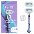 thumbnail image 1 of Venus Summer Surf Extra Smooth Sensitive Razor for Women, 5 Blades, Manual Razor, Handle + 2 Razor Blade Refills + Shower Hook, Purple, 1 of 11