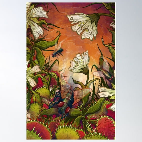 Venus Fly Trap Landscape Poster Wall Art, Modern Wall Decor For Living Room Bedroom, 8x12 UNFRAMED