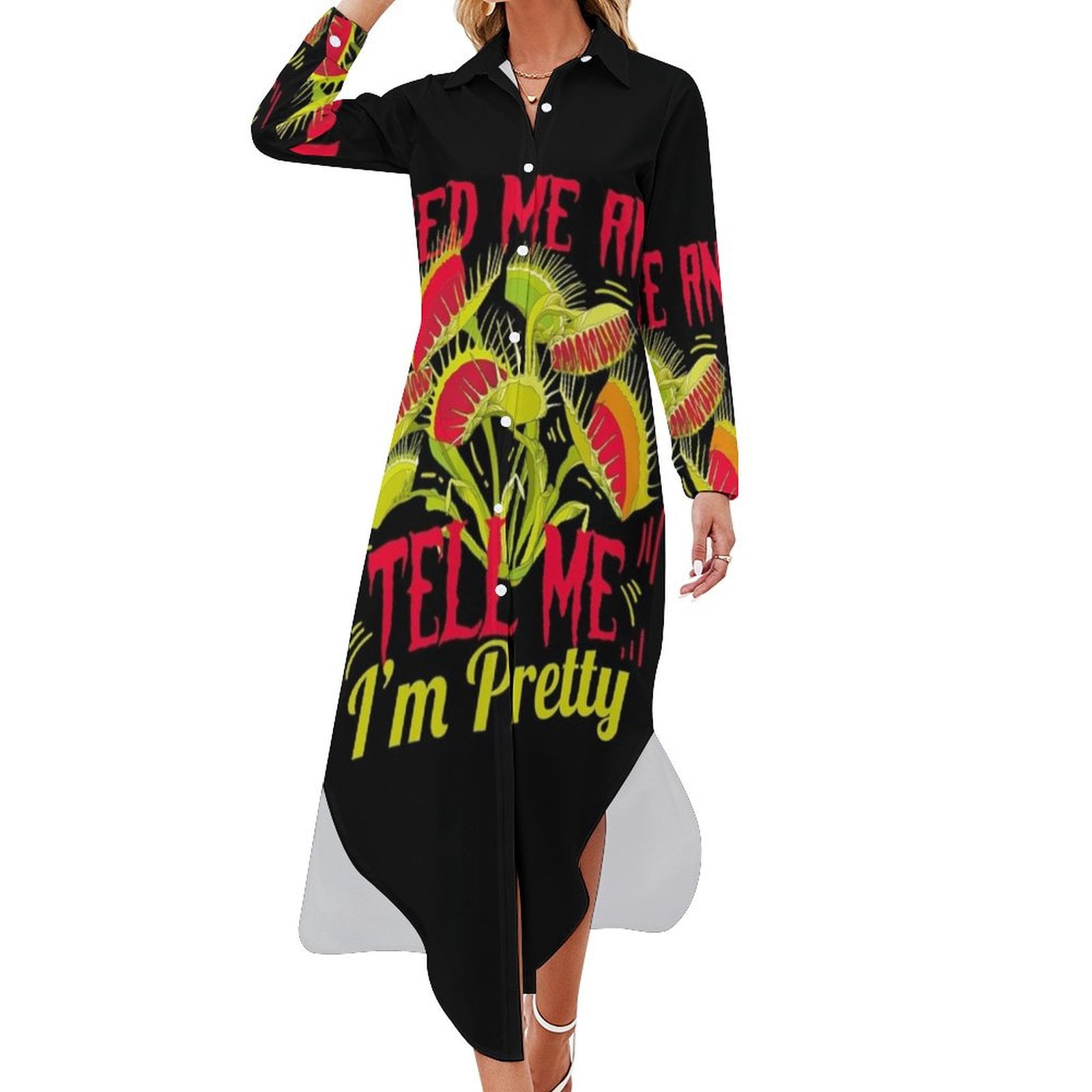 Venus Fly Trap Related Succs Inspired Long Sleeved Shirt Dress prom dresses  dress women elegant luxury women dresses - Walmart.com