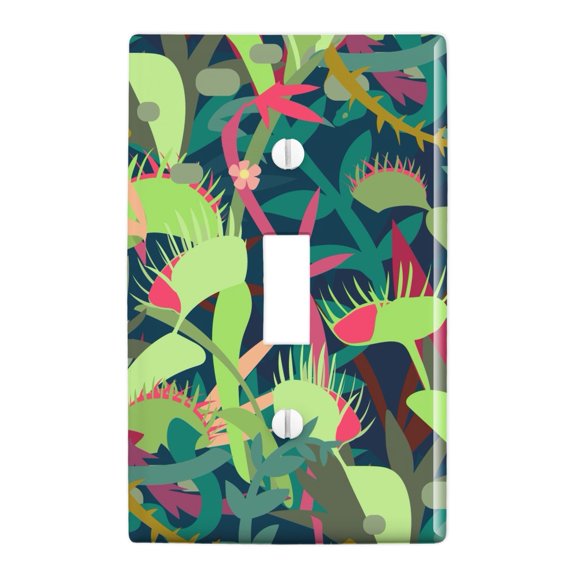 Venus Fly Trap and Tropical Plants Plastic Wall Decor Toggle Light Switch Plate Cover