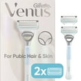 thumbnail interactive-video image 1 of Venus for Pubic Hair and Skin Razor for Women, Manual Razor, Handle + 2 Razor Blade Refills, White, 1 of 10