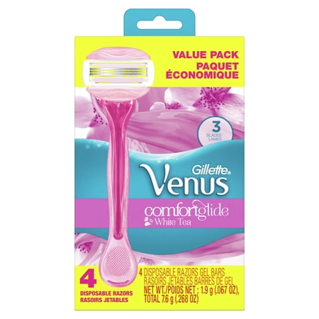 Gillette Venus ComfortGlide White Tea Scented Women's Disposable Razors, 4 Count