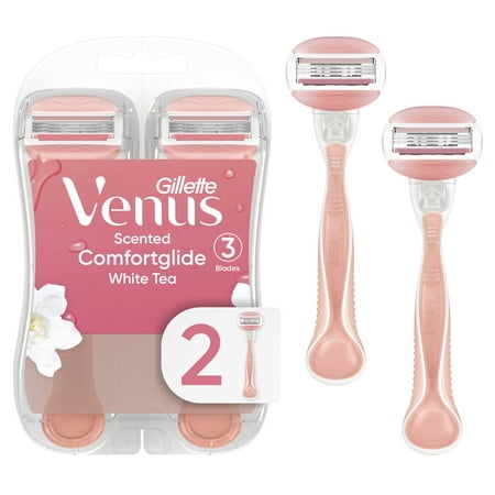 Venus Gillette ComfortGlide Womens Disposable Razors, White Tea, 2 Ct