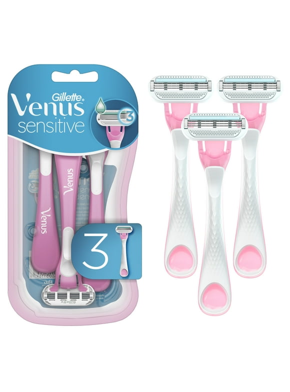 Venus Gillette Sensitive Women's Disposable Razor, 3 Count, Pink