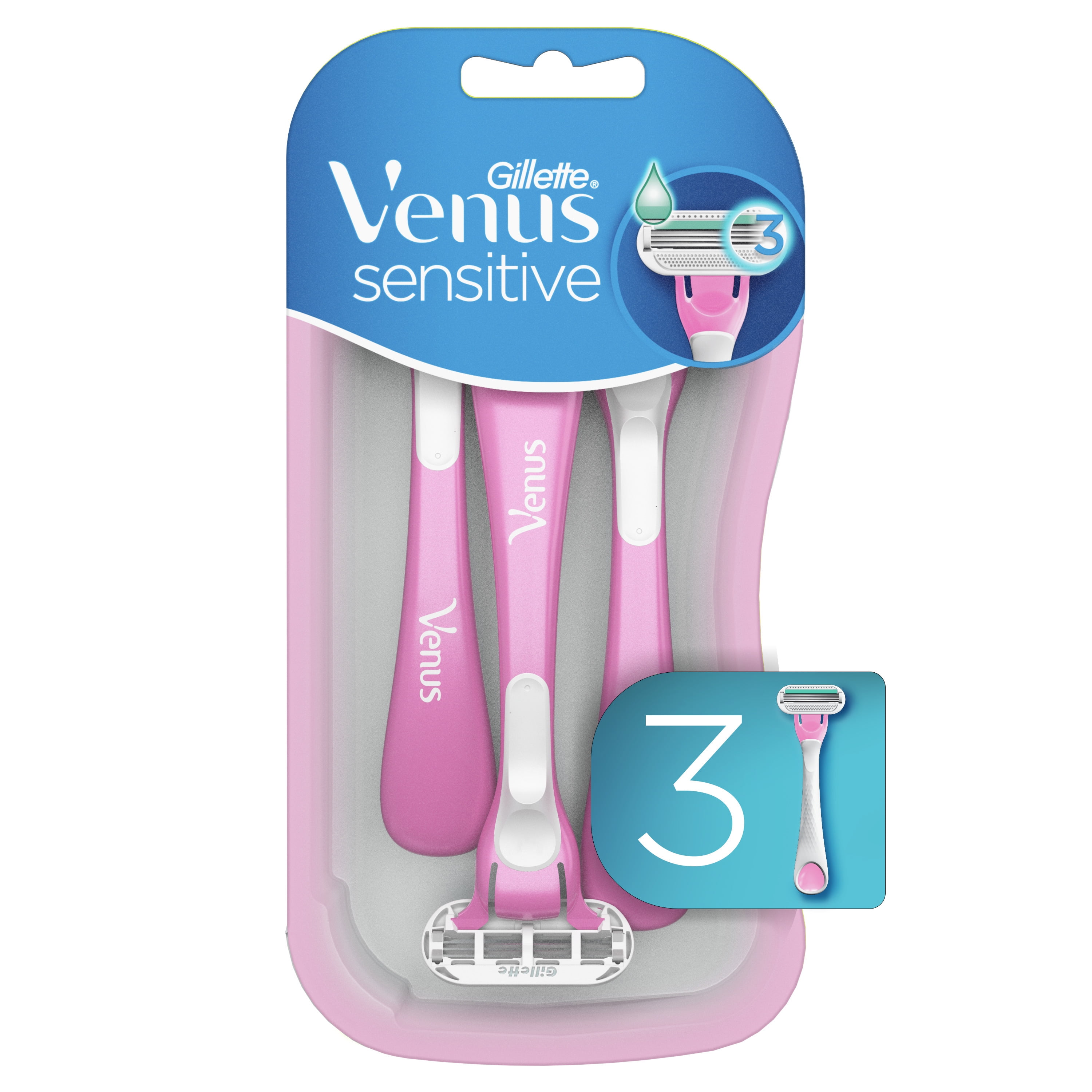 Venus Gillette Sensitive Women's Disposable Razor, 3 Count