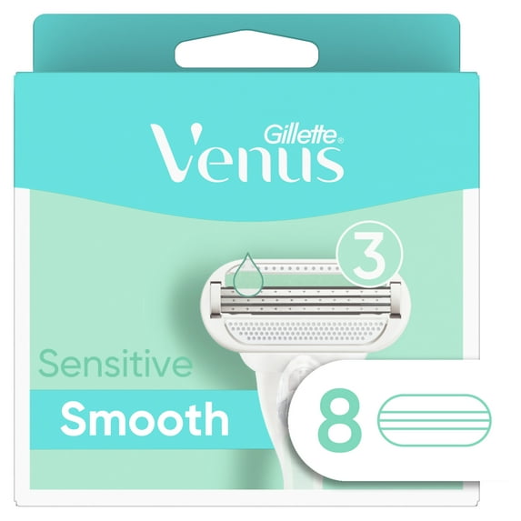Venus Gillette Smooth Sensitive Womens Razor Blades Refill, 8 Ct