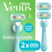 Venus Manual Razor, Extra Smooth for Women, 5 Blades, Handle + 2 Refills, Green