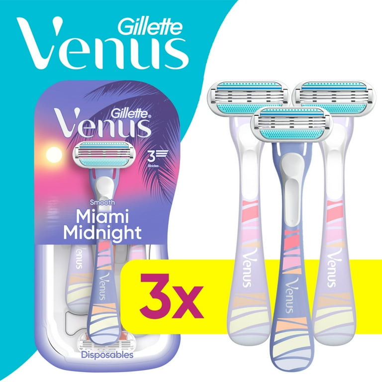 Venus Miami Midnight Smooth Women's Disposable Razors, 3 ct