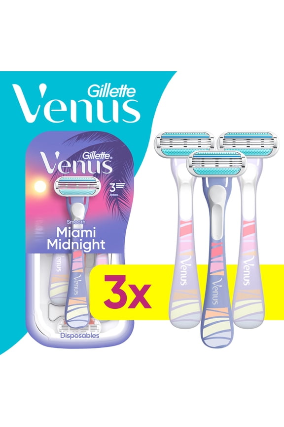 Miami Midnight Smooth Women's Disposable Razors, 3 ct