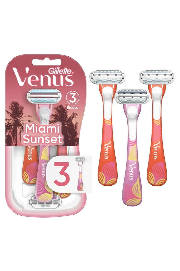 Miami Sunset Smooth Sensitive, Disposable Women's Razors, 3 Ct
