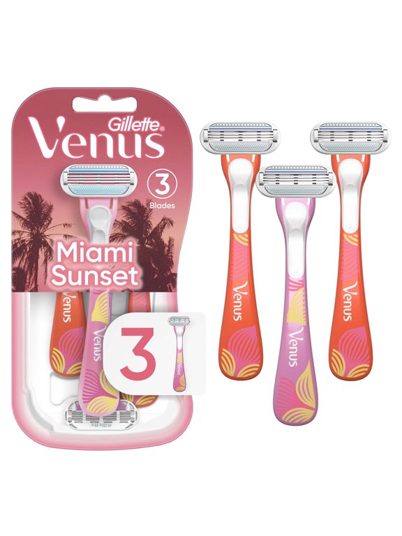 Miami Sunset Smooth Sensitive, Disposable Women's Razors, 3 Ct