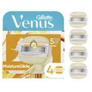 Venus MoistureGlide Women's Razor Blade Refills with Built-in Shave Gel Bars, 4 Count