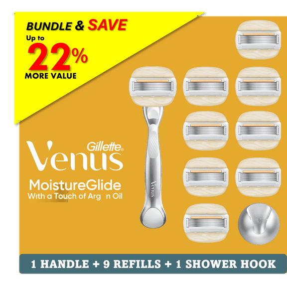 Venus MositureGlide Manual Razor Bundle with 9 Blade Cartridge Refill
