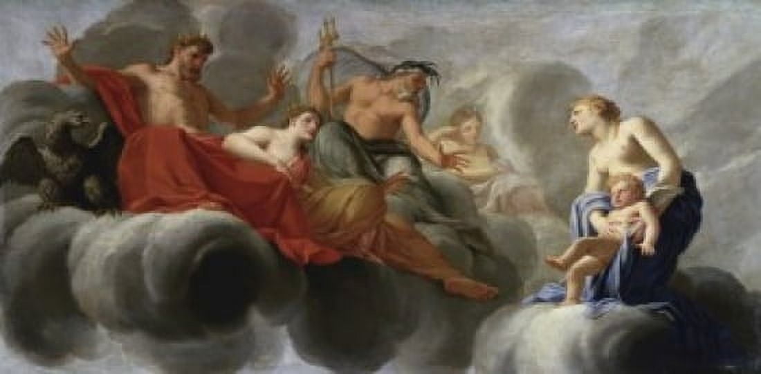 Venus Presents Cupid to Jupiter (Venus Presente lAmour a Jupiter) Eustache Le Sueur (1617-1655French) Musee du Louvre Paris Canvas Art - Eustache Le Sueur (24 x 36)