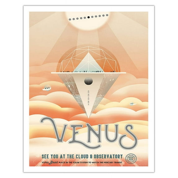 Venus - See You At The Cloud 9 Observatory - NASA Exoplanet Travel Poster - Fine Art Matte Paper Print (Unframed) 11x14in
