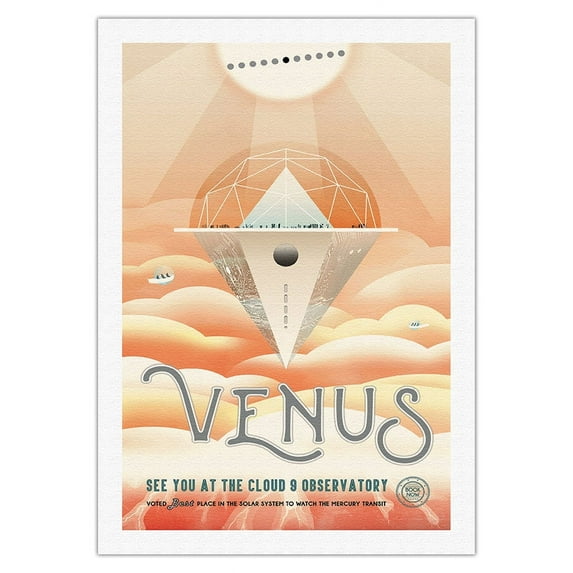 Venus - See You At The Cloud 9 Observatory - NASA Exoplanet Travel Poster - Fine Art Rolled Canvas Print 27in x 40in