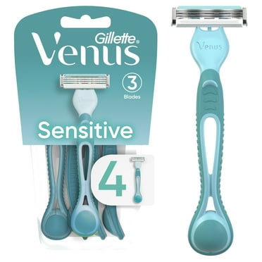 Venus Simply 3 Sensitive Women's 3 Blade Disposable Razor, 4 count, Blue