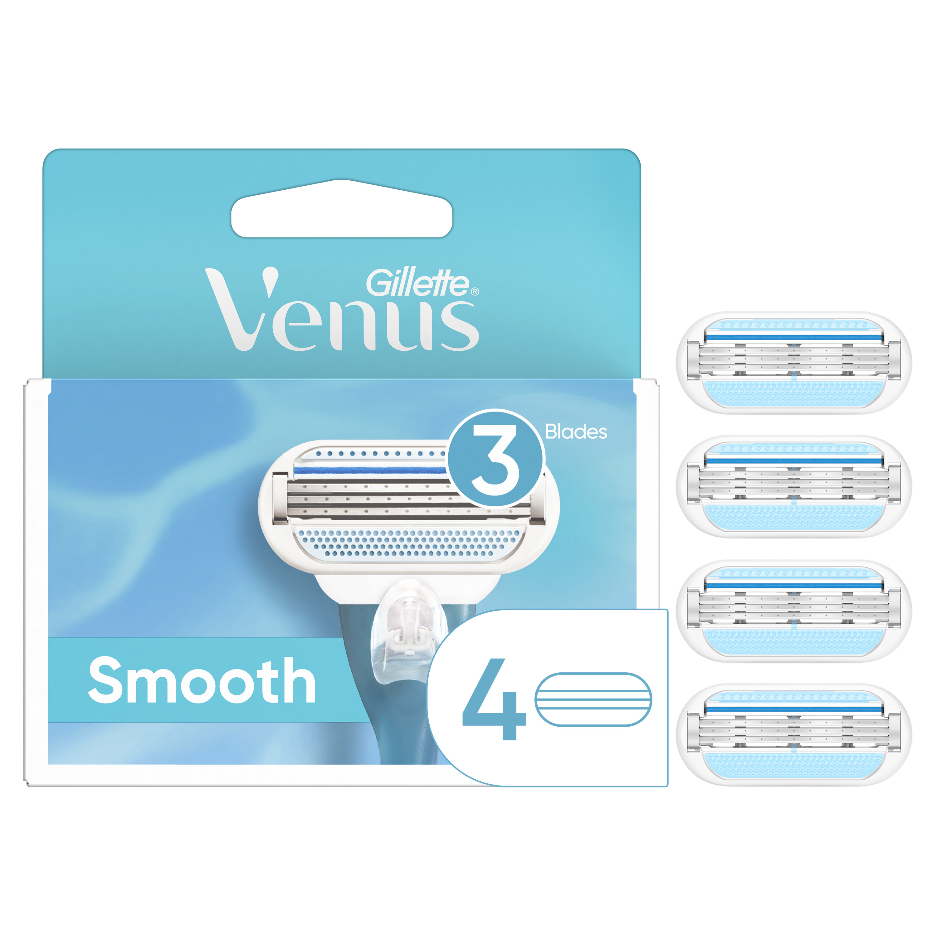 Venus Smooth Women's Razor Blade Refills, 4 Count - image 1 of 8