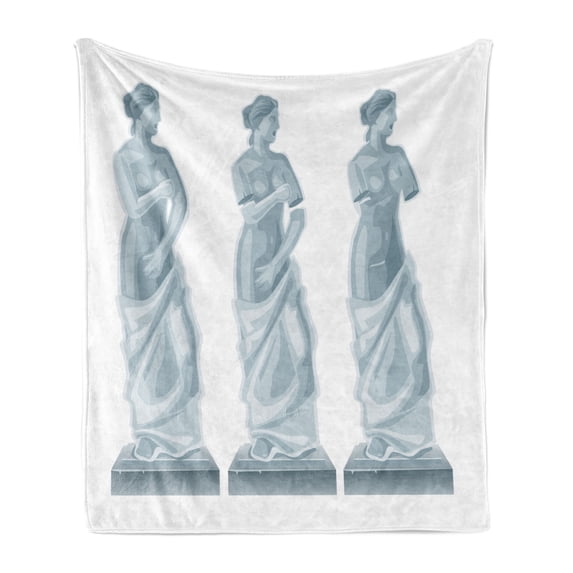 Venus Soft Flannel Fleece Throw Blanket, Love and Beauty Historic Antique and Greek Folklore Archaeology Artwork, Cozy Plush for Indoor and Outdoor Use, 50" x 70", Blue Grey and White, by Ambesonne