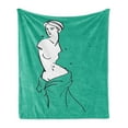 thumbnail image 1 of Venus Soft Flannel Fleece Throw Blanket, Myths Caricature with Paint Drops Artwork Colorful Composition, Cozy Plush for Indoor and Outdoor Use, 50" x 60", Sea Green White, by Ambesonne, 1 of 5