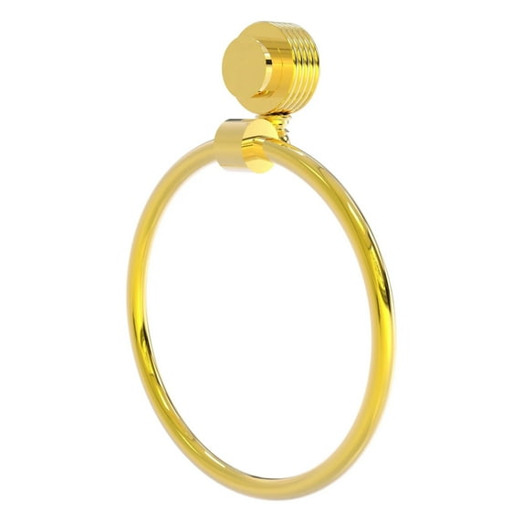 Venus Towel Ring - Polished Brass / Grooved