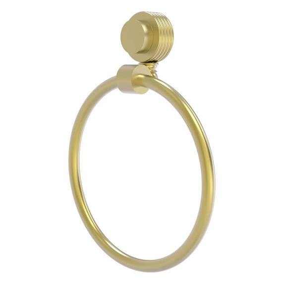Venus Towel Ring - Satin Brass / Grooved
