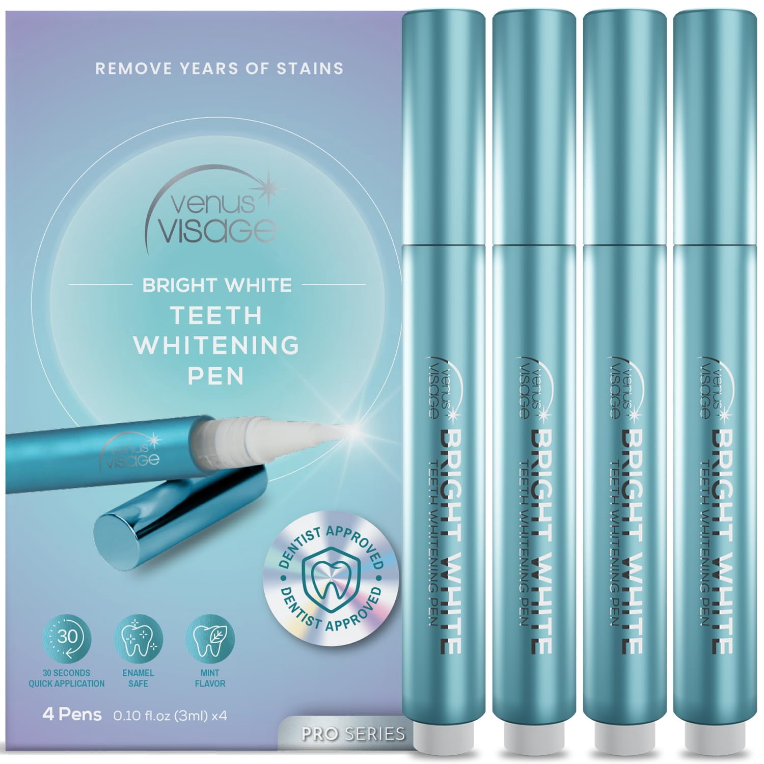Venus Visage Teeth Whitening Pen (4 Pens), 40+ Uses Teeth whitening