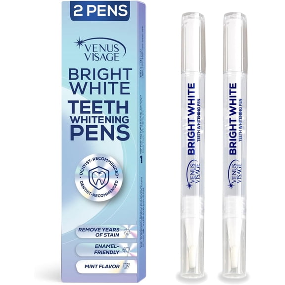 Venus Visage Teeth Whitening Pen Kit for Sensitive Teeth, 20 Uses, Professional Whitening Gel Pen, Low Sensitivity Formula, Mint Flavor, 0.07 fl oz (Pack of 2)