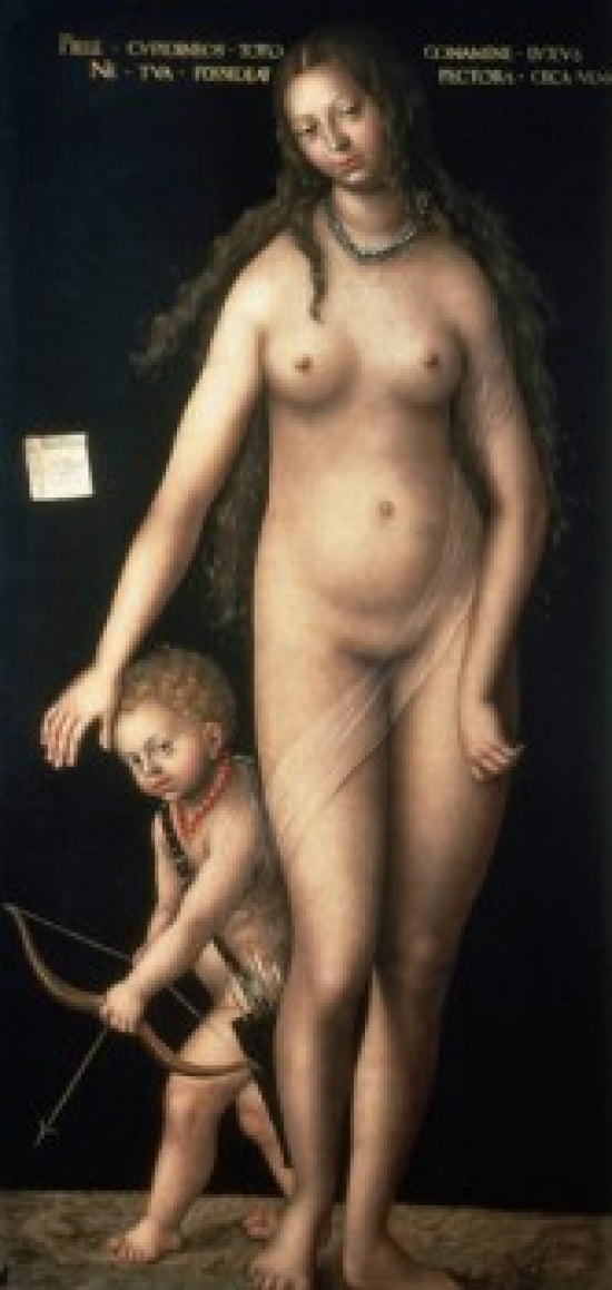 Venus and Amor 1509 Lucas Cranach the elder (1472-1553German) Hermitage Museum St Petersburg Canvas Art - Lucas Cranach (18 x 24)