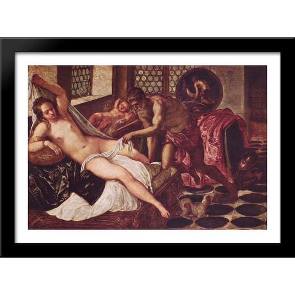 Venus and Mars Surprised by Vulcan 38x28 Large Black Wood Framed Print Art by Tintoretto