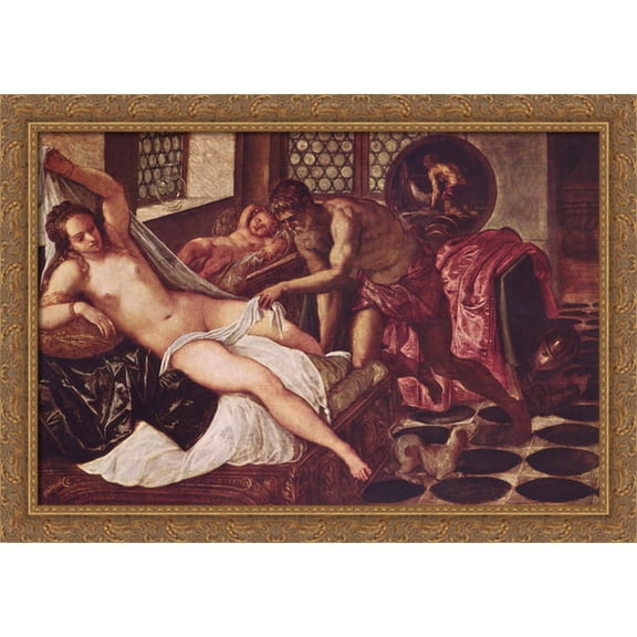 Venus and Mars Surprised by Vulcan 38x28 Large Gold Ornate Wood Framed Canvas Art by Tintoretto