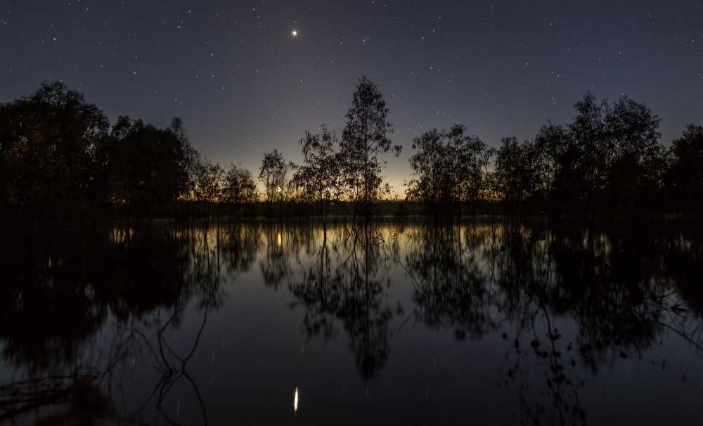 Venus and twilight reflected in Lake Eppalock Australia Canvas Art - Philip HartStocktrek Images (36 x 22)