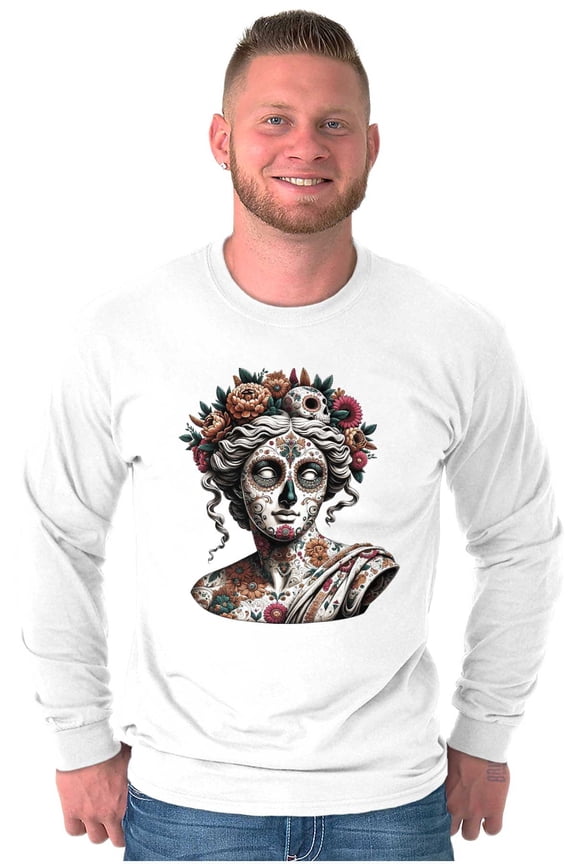 Venus de Milo Candy Skull Sculpture Long Sleeve TShirt Men Women Brisco Brands S