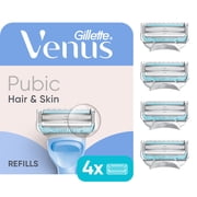 Venus for Pubic Hair & Skin, Intimate Razor for Women Razor Blade Refills, 4 Count