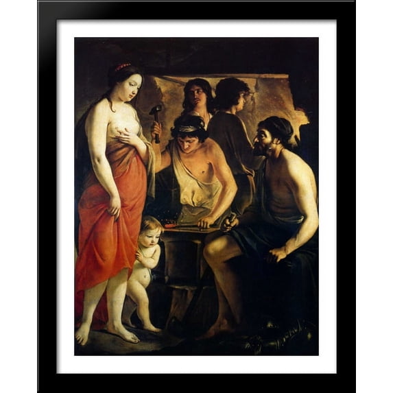 Venus in Vulcan's Forge 28x36 Large Black Wood Framed Print Art by Le Nain brothers