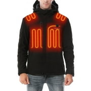 Venustas Heated Jacket for Men with Battery Pack 7.4V, Windproof Detachable Hood USB Charging Winter Heated Coat for Hiking Skiing Camping(Black, S)