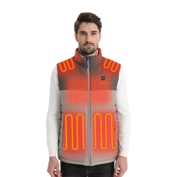 Venustas Classic Heated Vest for Men with Battery Pack, Rechargeable Electric Hunting & Outdoor Vest (DarkGrayPatch, L）