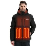 VENUSTAS Men's 12V Heated Jacket with Battery, Softshell Electric Winter Coat for Skiing, Hunting & Outdoor Work & Cold Weather (Black, L)